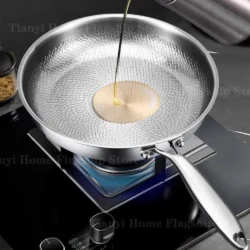 22/24/26/28/30cm Titanium Stainless Steel Frying Pan Non-stick Wok Home Egg Steak…