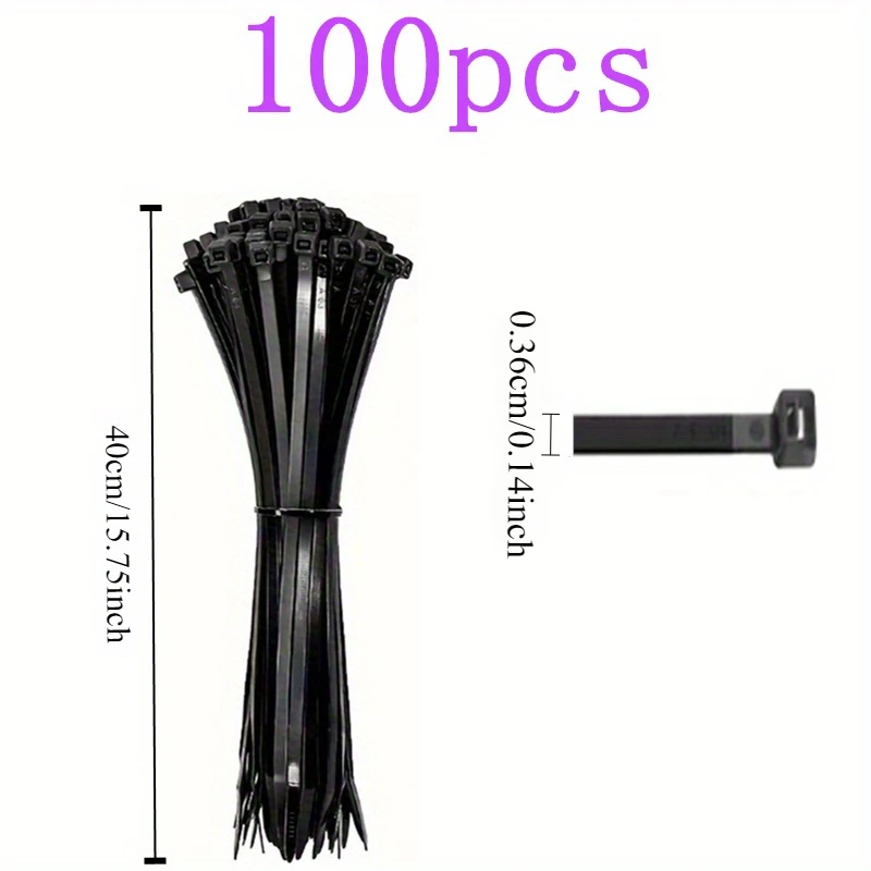100pcs Black Cable Ties High Tensile Strength, Uv Resistant, Self-Locking For Home… - Image 7