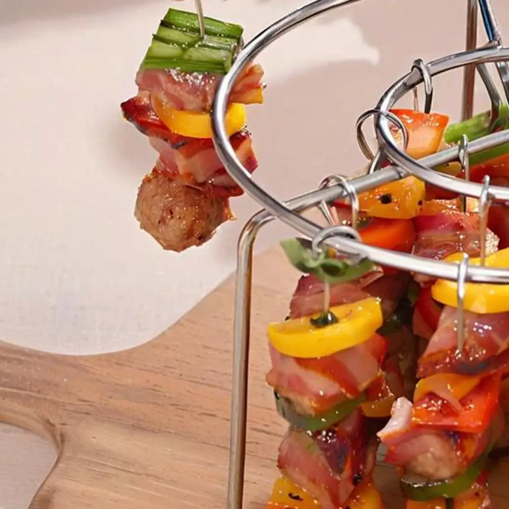 Stainless Steel Air Fryer Grill Round with Grilled Skewers Hanging Skewers Rack… - Image 18
