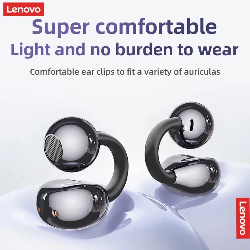 TA410 Lenovo Ear Clip Headphones Built-in Microphone Wireless Headphones Ear… - Image 3