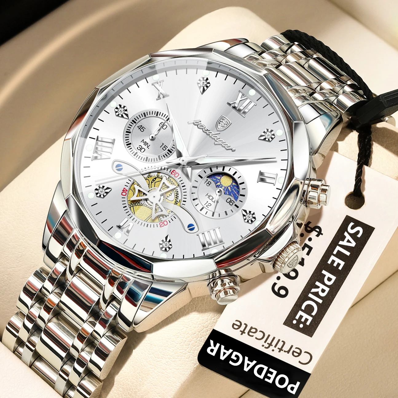 POEDAGAR Luxury Men Watch Top Original Waterproof Luminous Chronograph Man Wristwatch Stainless Steel Quartz Men's Watches Reloj - Image 14