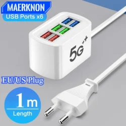 Multi 6 Ports USB Phone Charger Power Strip Universal Adapter Fast Quick Charging…