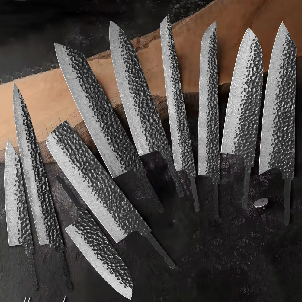 TURWHO 1-10 Pieces Japanese Chef Knife Blank Blade DIY Damascus Steel VG10 Core… - Image 3
