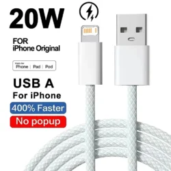 20W Braided Fast Charging USB Cable For iPhone X XR XS 6 6S 7 8 Plus 11 12 Mini 13…