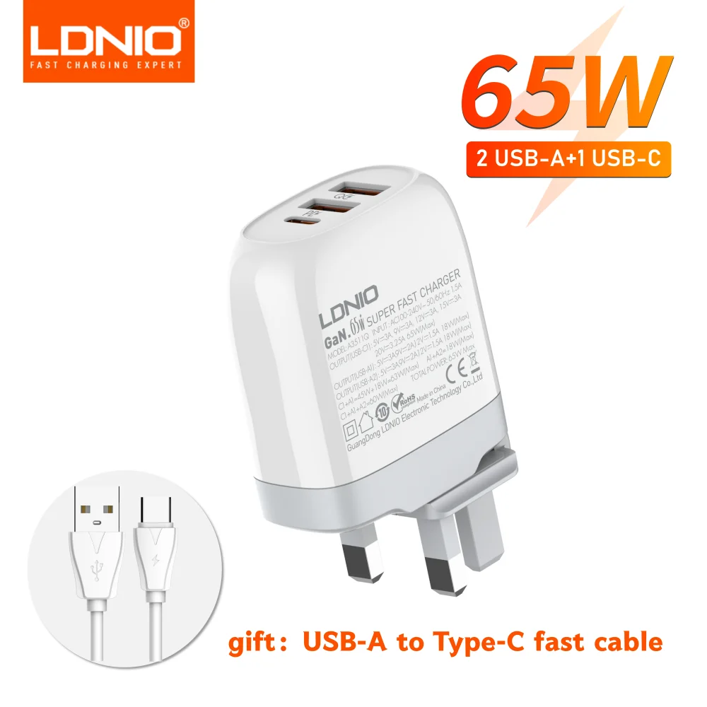 65W GaN USB C Charger LDNIO Type C USB Charger PD QC PPS Wall Power Adapter… - Image 10