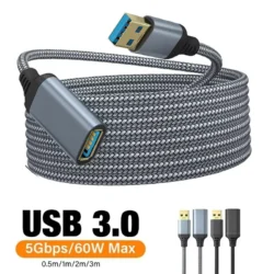 USB 3.0 Nylon Braided Extension Cable USB Male to Female High Speed Transmission…