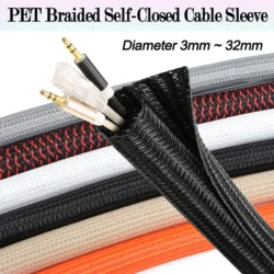 3/5M Self-Closed PET Braided Cable Sleeve Dia3mm ~ 32mm Sheath High Protection…