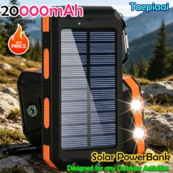 Solar Power Bank 20000mAh Portable Charging Poverbank External Battery Charger…
