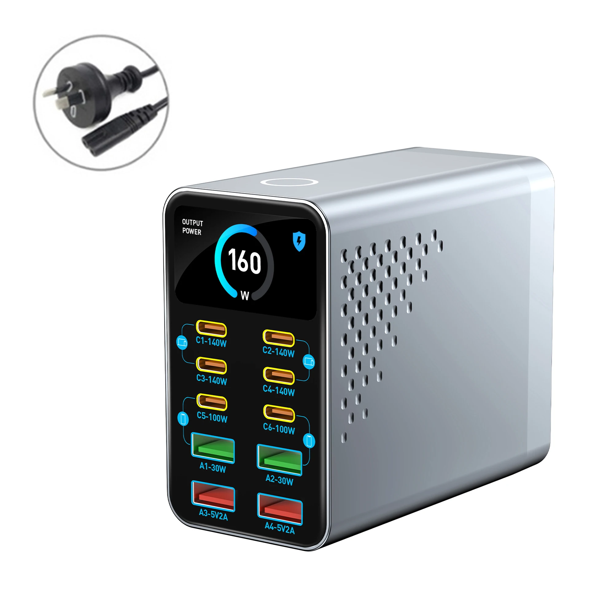 USB Type C GaN Charger Ai Display 10 in 1 Desktop Power Station Fast PD Charge For… - Image 11