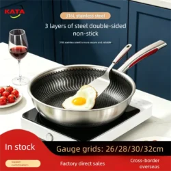 Stainless Steel Frying Pan for Home Use, Flat-Bottomed, Perfect for Cooking Steak…