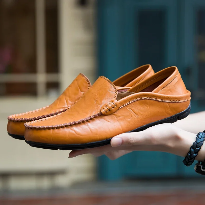 Men Shoes Casual Genuine Leather Mens Loafers Moccasins Designer Slip on Boat Shoes High Quality Chaussure Homme Plus Size 37-47 - Image 11