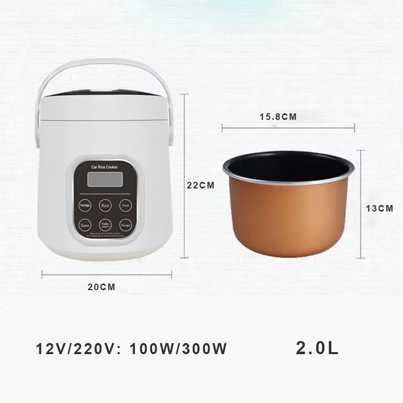 Portable Car Rice Cooker 2L Electric Truck Multi-Cooker Soup Porridge Cooking Food… - Image 7