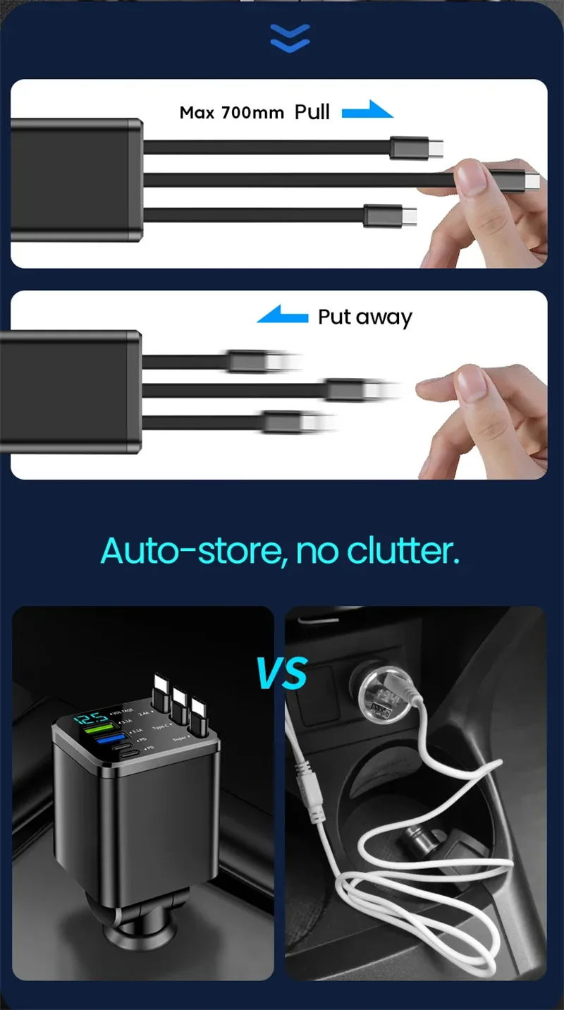 7 In 1 Quick Phone Charger 148W PD Type C Dual USB Phone Charger Digital Voltmeter… - Image 13