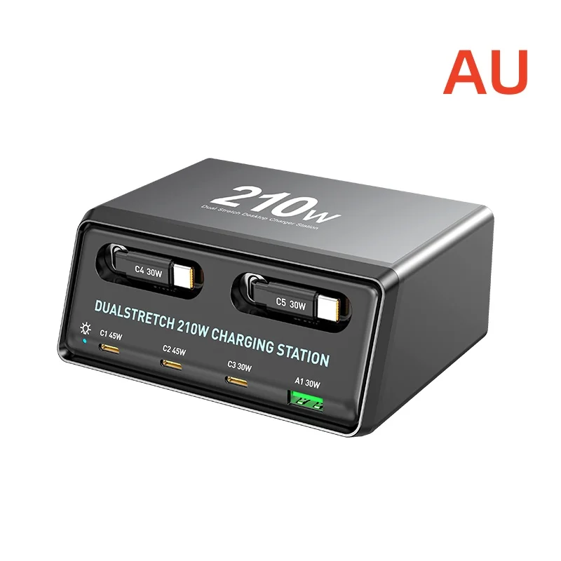 Dualstretch 6-in-1 Charging Station with Retractable Cables 210W Power Hub for… - Image 10