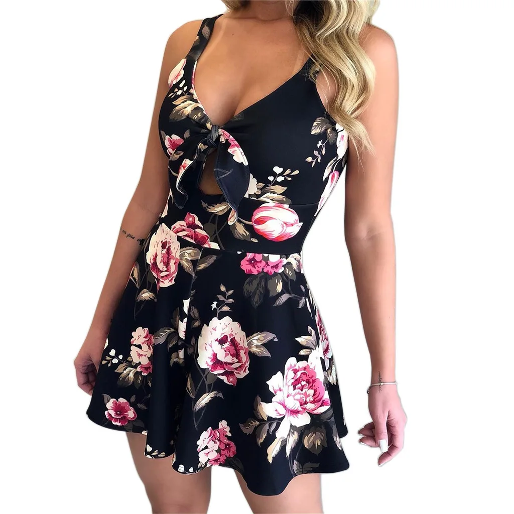 Sexy Spaghetti Strap Flower Print Jumpsuit Women Fashion Bowknot Leace-up Backless… - Image 31