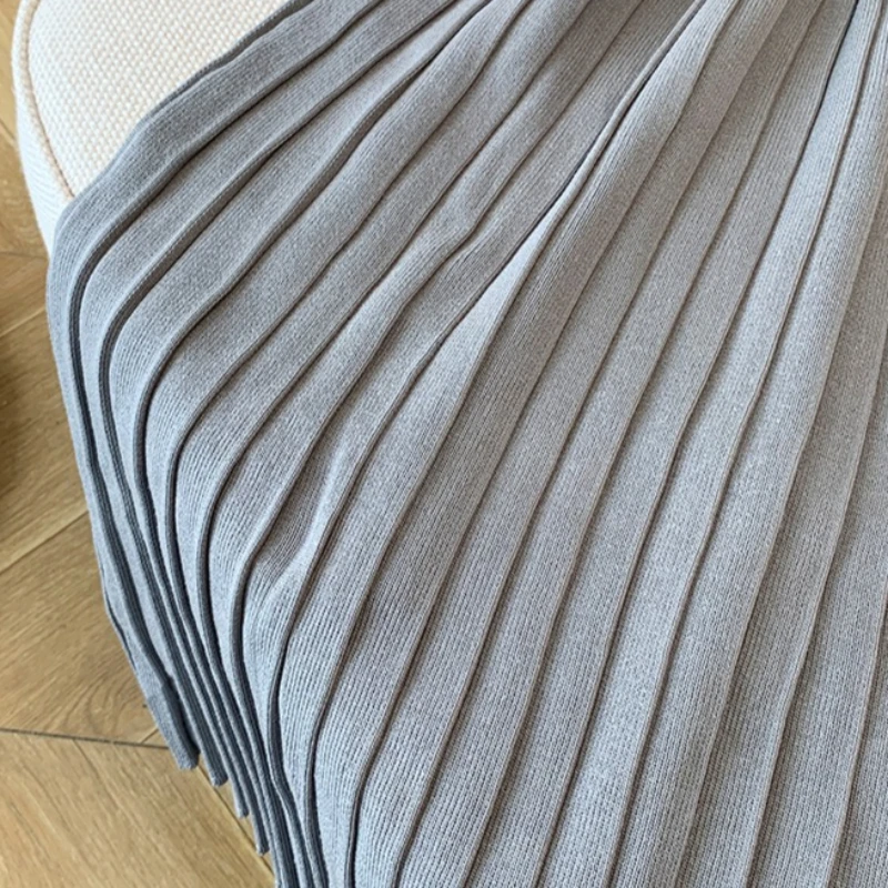 Women's Light Blue Spaghetti Strap Sundress Ribbed Knit Pleated A Line Mini Dress… - Image 12