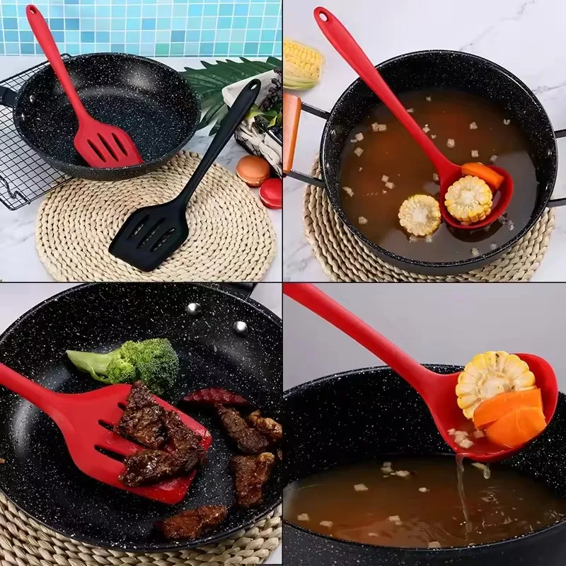 10 Pcs/Set Silicone Kitchen Utensils Set Non-Stick Silicone Tong Spoon Spatula… - Image 2