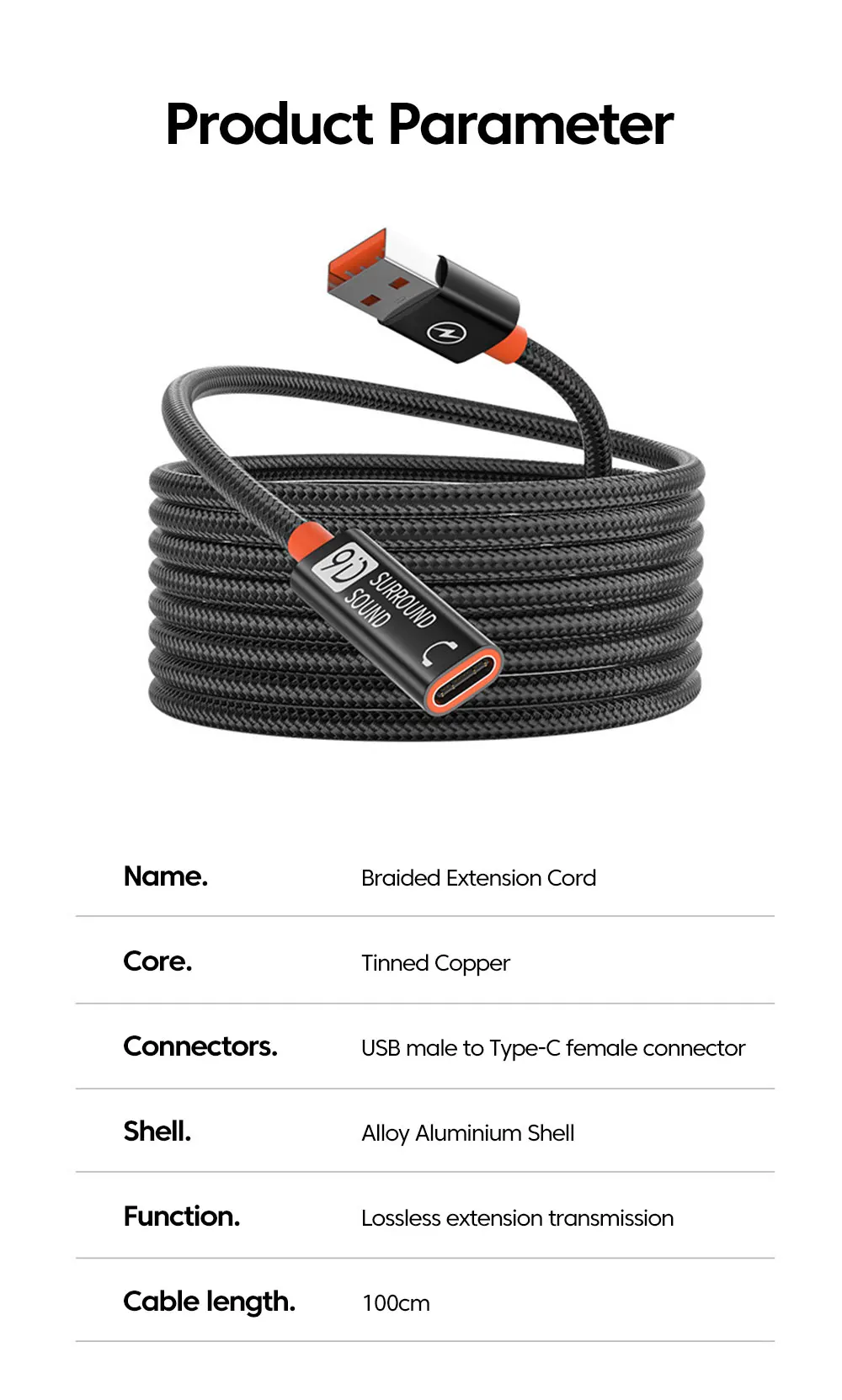 USB To Type C 2.0 Extension Cable Fast Charging Data Transfer USB C Headphone USB… - Image 18