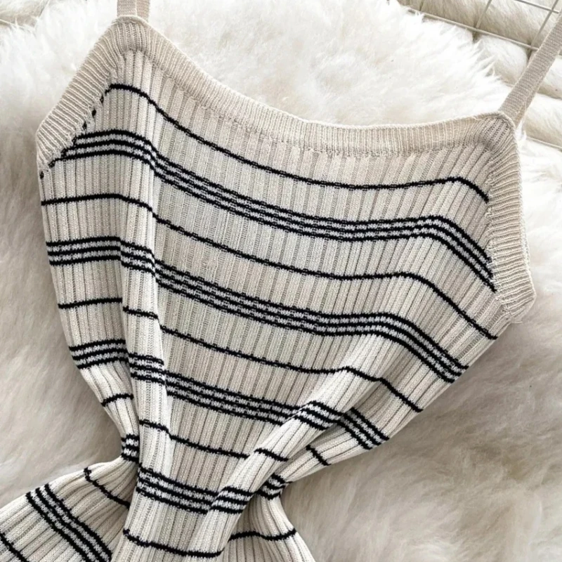 Summer Women Sexy Sleeveless Off Shoulder Sundress Knitted Camisole Dress Metal… - Image 9