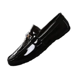 2024Hot Breathable Business Men Leather Shoes Summer Slip on Loafers Men Casual Leather Shoe Black Flats Driving Shoes Moccasins