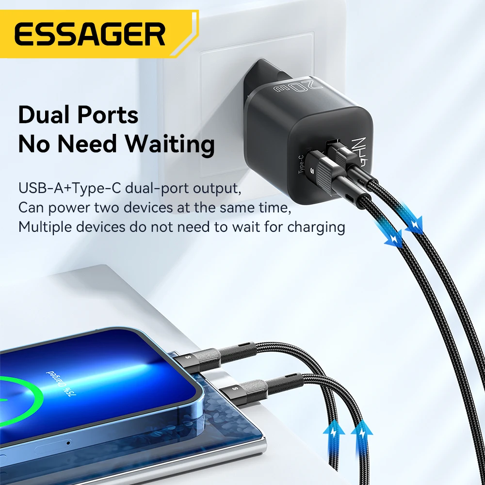 Essager 20W GaN USB Type C Charger PD Fast Charge Phone QC 3.0 Quick Chargers For… - Image 2