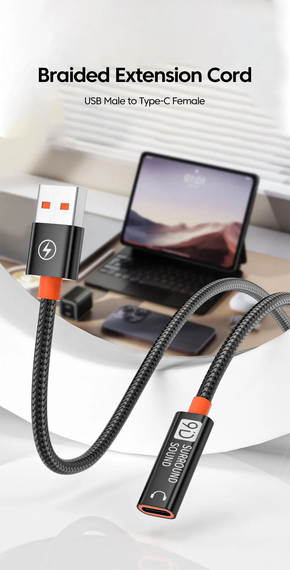 USB To Type C 2.0 Extension Cable Fast Charging Data Transfer USB C Headphone USB… - Image 10
