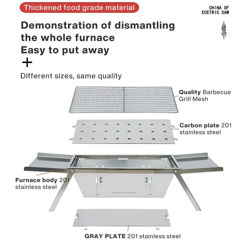 Stainless Steel Folding Barbecue Grill For Home And Outdoor Charcoal Kebabs… - Image 2