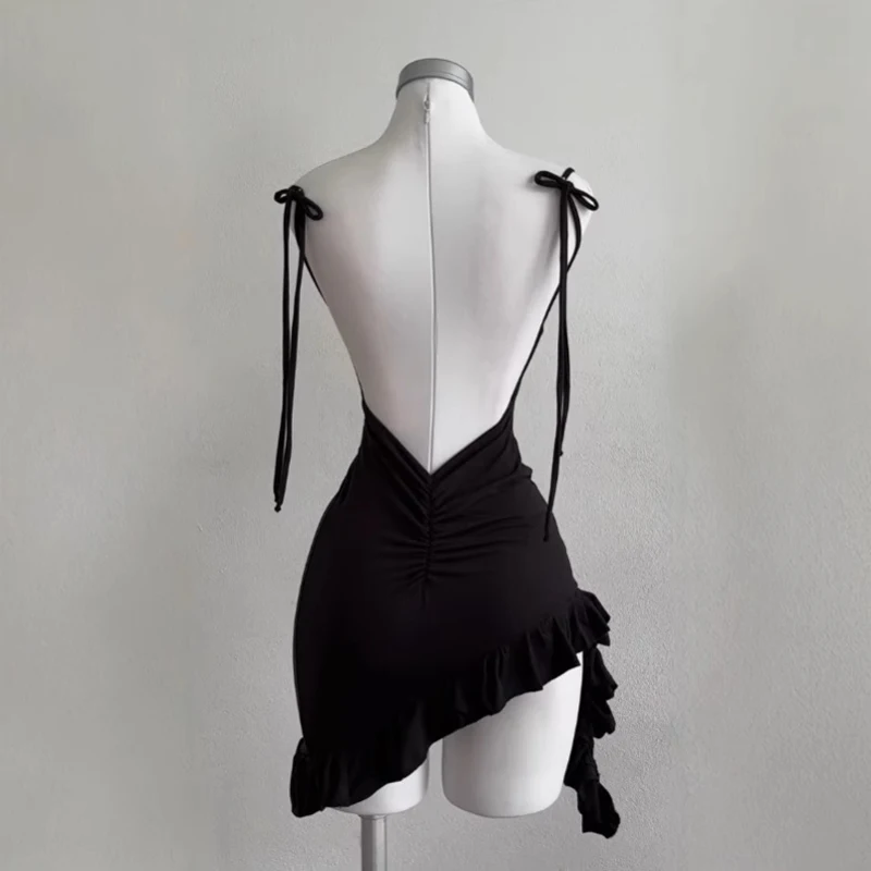 2025 Sexy Sleelveless Backless Mini Dress Women Summer Europe America Lace Up… - Image 4