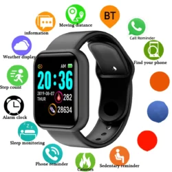 Men Smart Watches Color Screen Bluetooth Woman Fitness Sport Bracelet Health Sleep Monitor Electronic Clock Smartwatch Alarm Y68