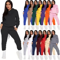 Winter Tracksuit Women Two Piece Set - Oversized Hoodie Sweatpants Solid Color…