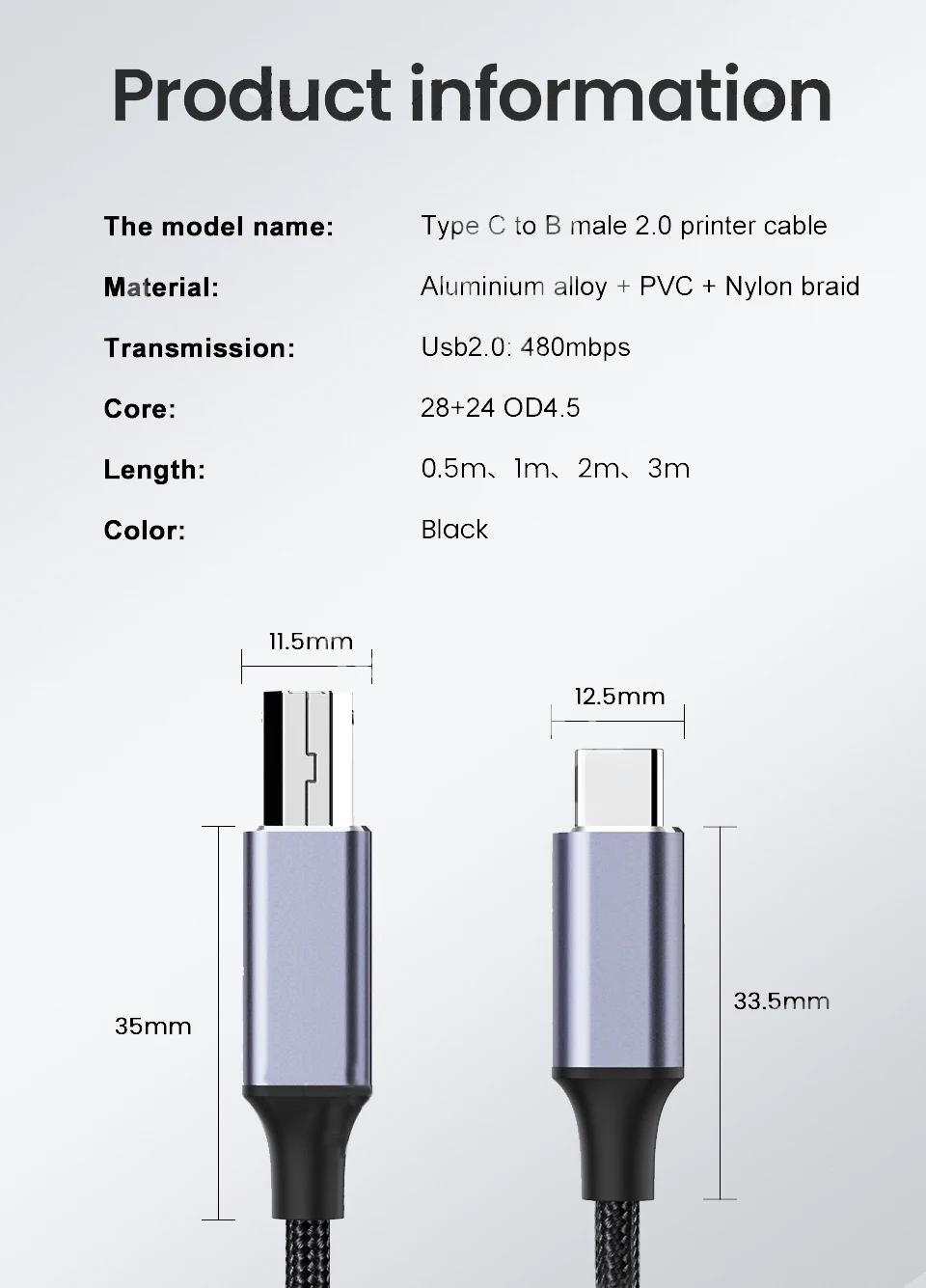 Type C to USB B 3.0 Data Cable USB C Male to USB B Male Adapte Cable For Docking… - Image 18