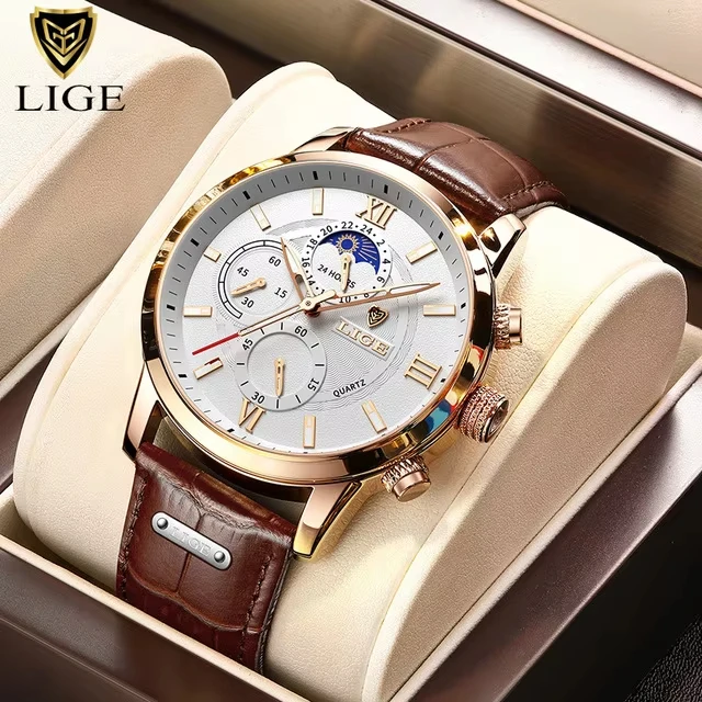 2025 New Mens Watches LIGE Top Brand Luxury Leather Casual Quartz Watch Men's Sport Waterproof Clock Watch Relogio Masculino+Box - Image 14