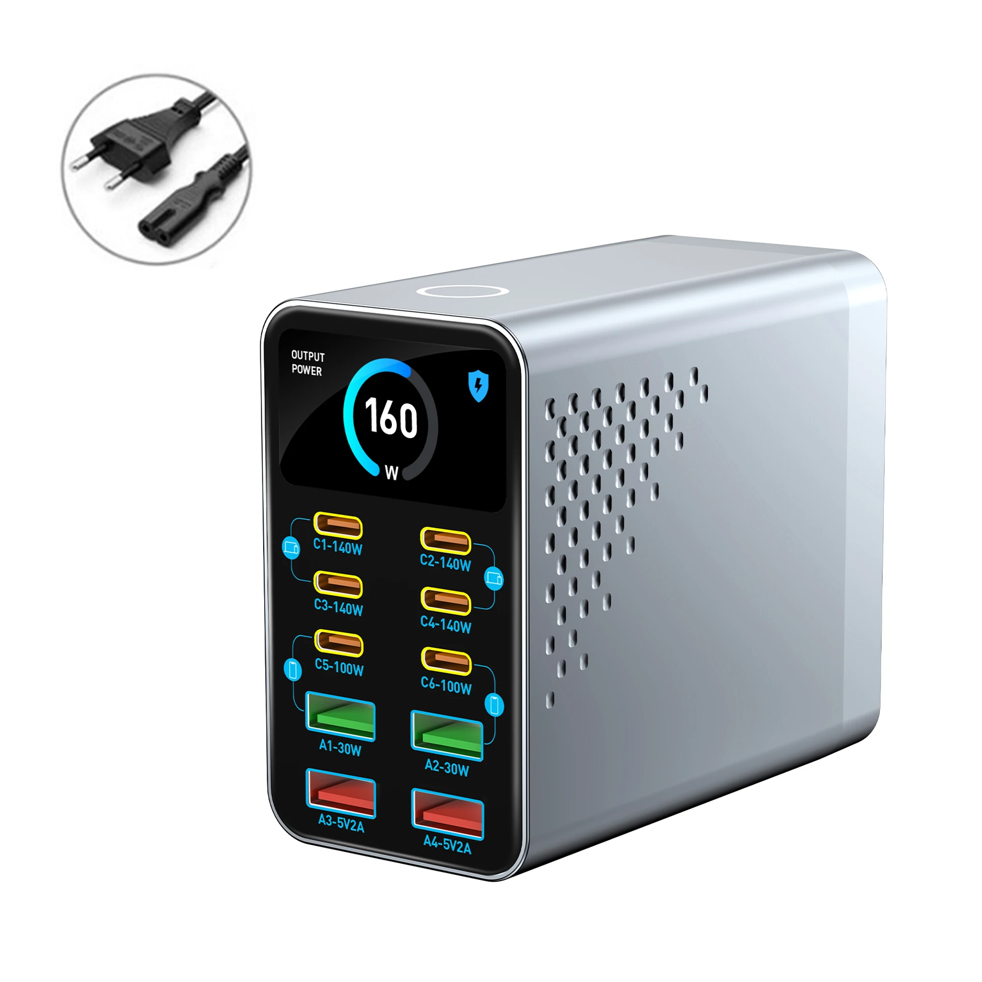 USB Type C GaN Charger Ai Display 10 in 1 Desktop Power Station Fast PD Charge For… - Image 9