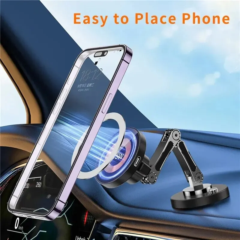 Magnetic Car Wireless Charger Stand Magnet Car Mount Fast Charging Station Phone… - Image 4