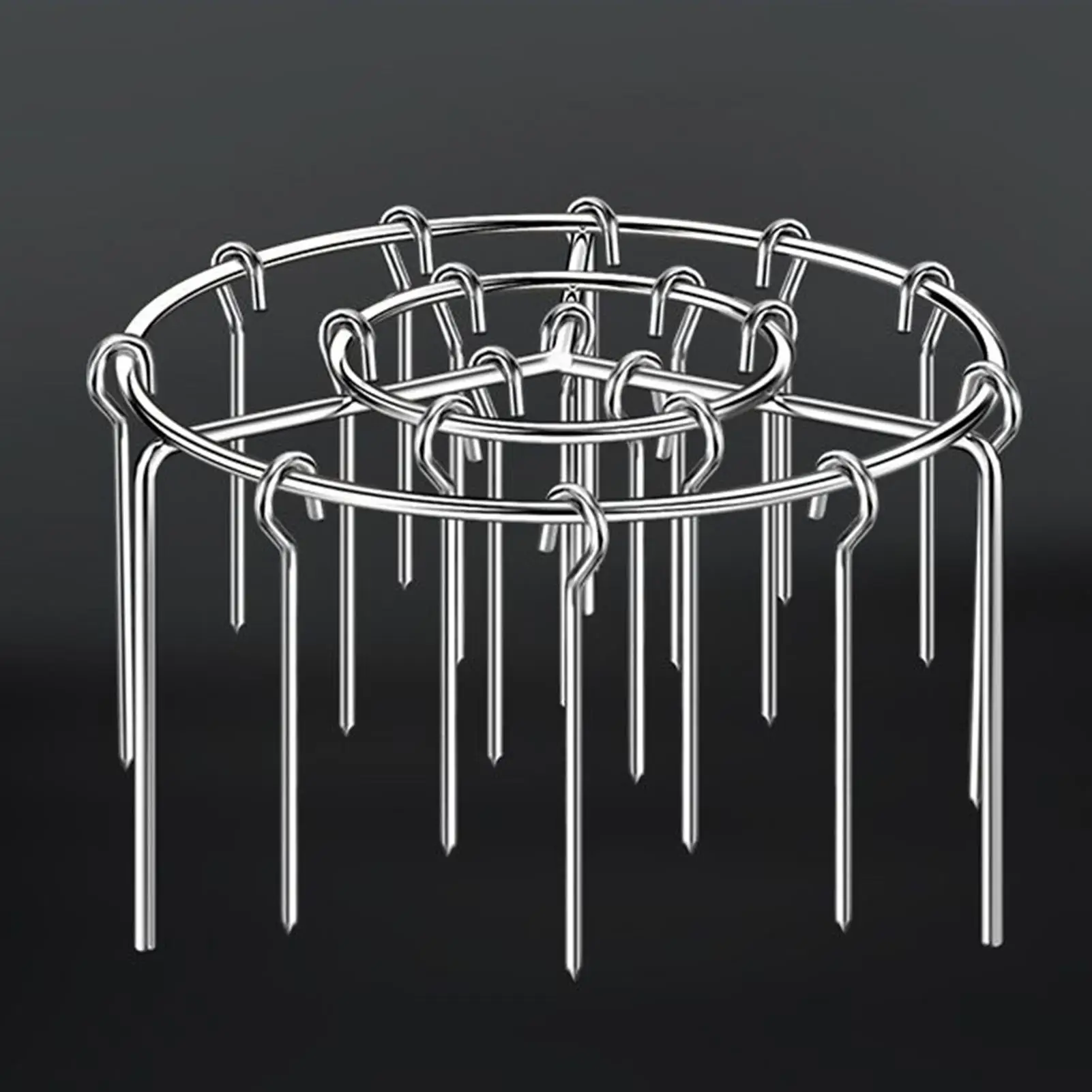 Portable Stainless Steel Air Fryer Grill Round with Grilled Skewers Hanging… - Image 17