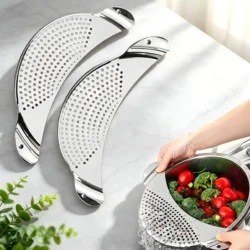 1/2Pcs Pot Strainer Set Stainless Steel Universal Fit Dishwasher Safe Colander for…