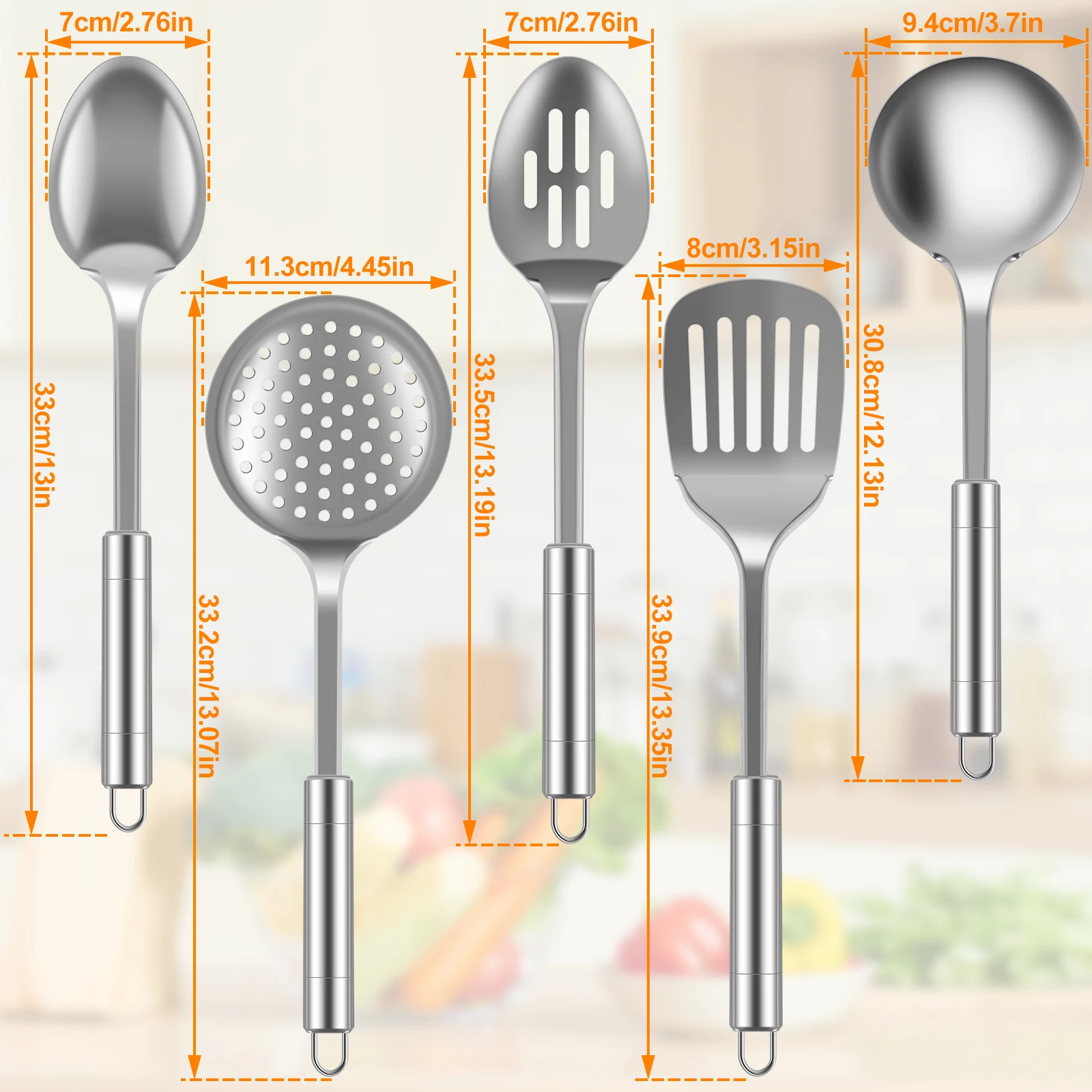 5Pcs Cooking Utensil Set, 11 PCS Stainless Steel Kitchen Utensil Set, Nonstick… - Image 2