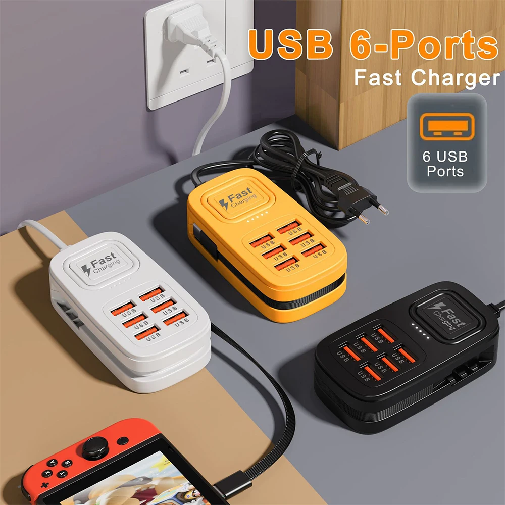 6 Ports USB Fast Charger Power Strip Desktop Charging Station Fast Charging… - Image 17