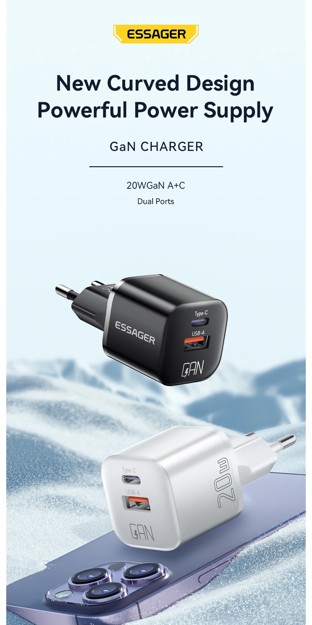Essager 20W GaN USB Type C Charger PD Fast Charge Phone QC 3.0 Quick Chargers For… - Image 14