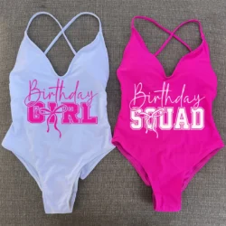 Sexy Padded One Piece Swimsuit Women Birthday Girl Swimwear Summer Bathing Suit…