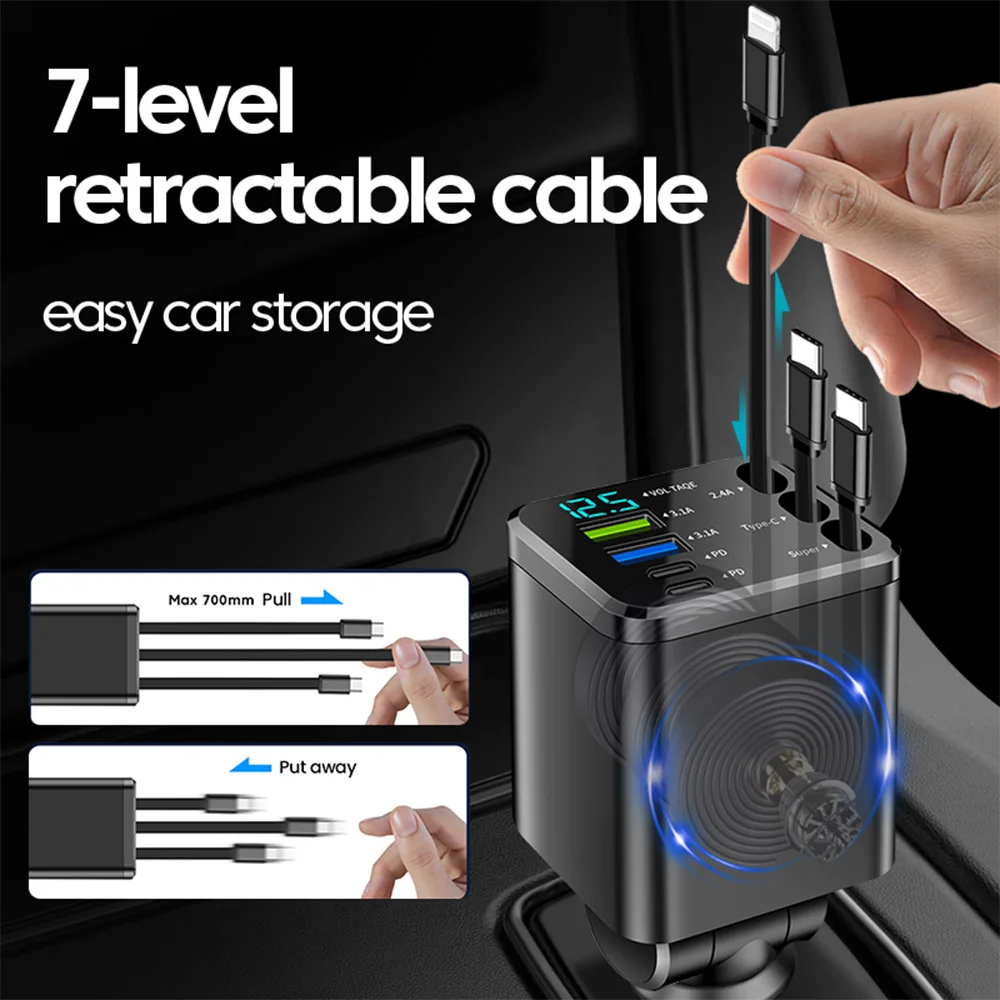 7 In 1 Quick Phone Charger 148W PD Type C Dual USB Phone Charger Digital Voltmeter… - Image 3