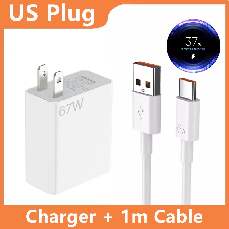 US Plug 6A 67W Ultra Fast Charger for Xiaomi 10T 11 12 Lite 13T Redmi Note 10 11T… - Image 10