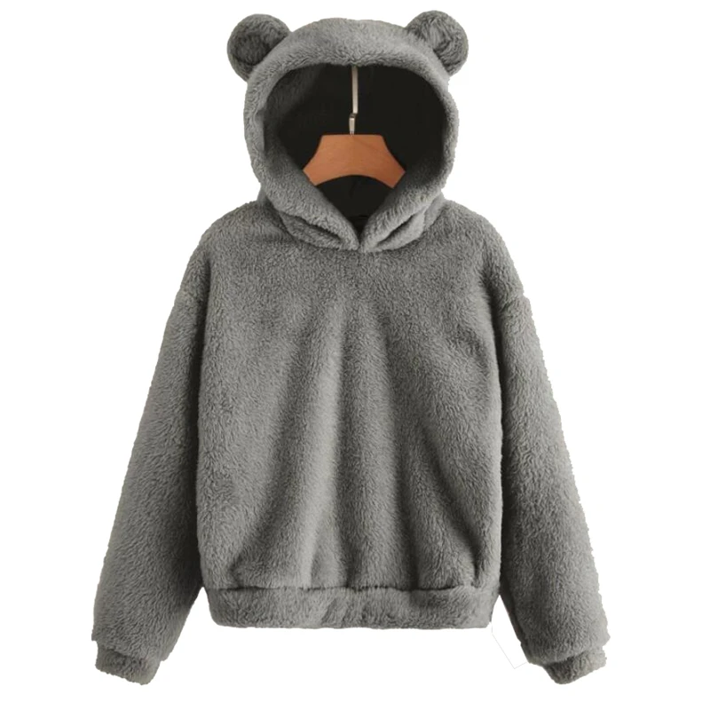 Winter Korean Fashion Bear Ears Cute Loose Hoodie Fluffy Hooded Warm Sweatshirt… - Image 7