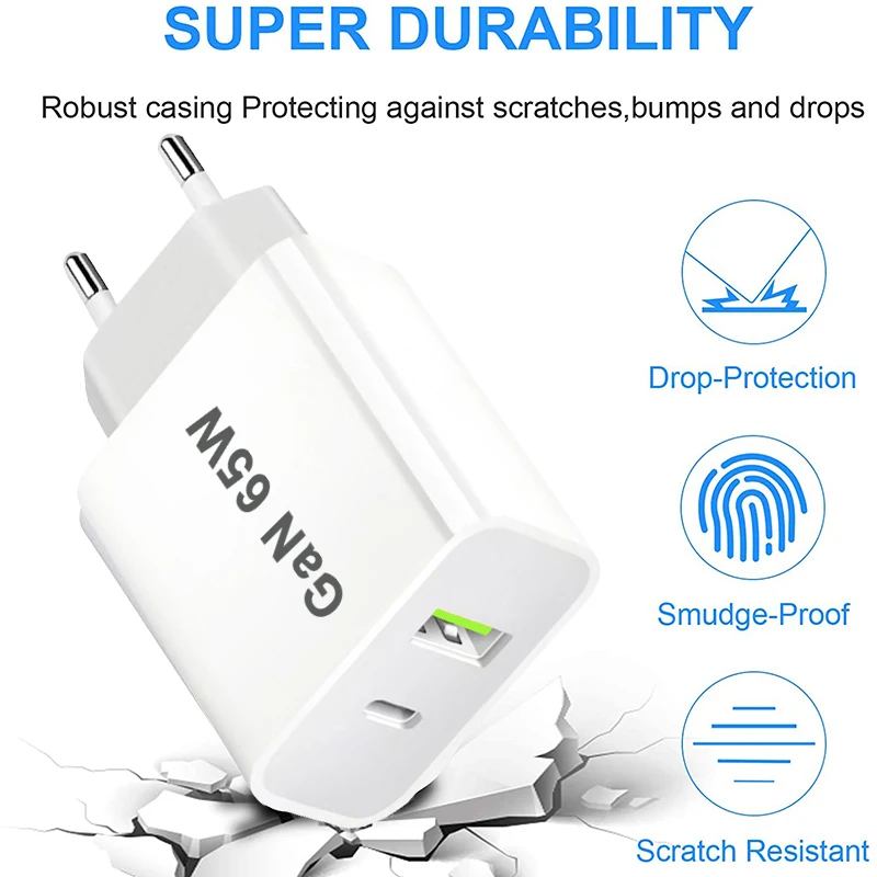 UK/AU/EU/US USB C Charger 65W PD 3.0 GaN Charger Type C Power Charger With 2-Port… - Image 17