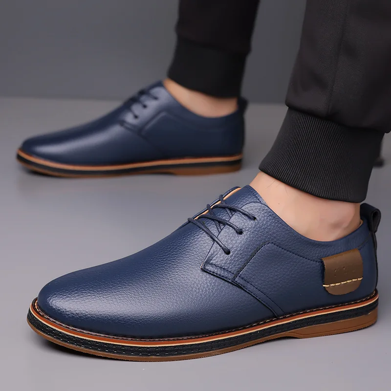 2025Genuine Leather Men Dress Shoes Oxfords Brogue Lace Up Italian Mens Casual Shoes Luxury Brand Moccasins Loafers Plus Size - Image 2