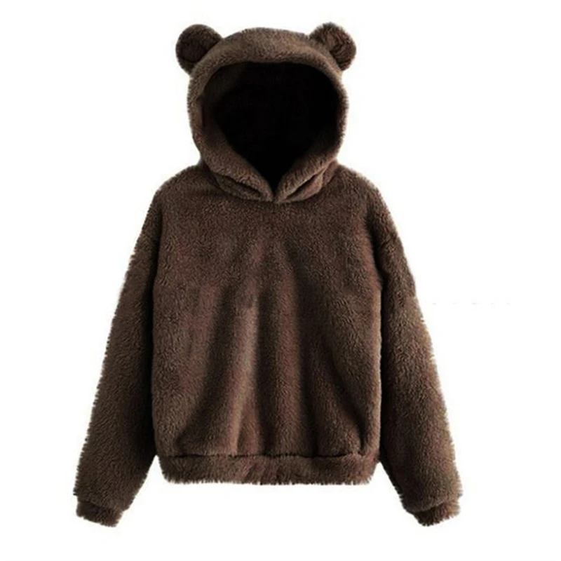 Winter Korean Fashion Bear Ears Cute Loose Hoodie Fluffy Hooded Warm Sweatshirt… - Image 14