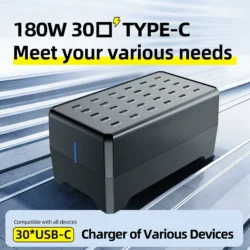New 30 Port Type C Multi-port Desktop Charger Total Powe 100W Multi-port Desktop…