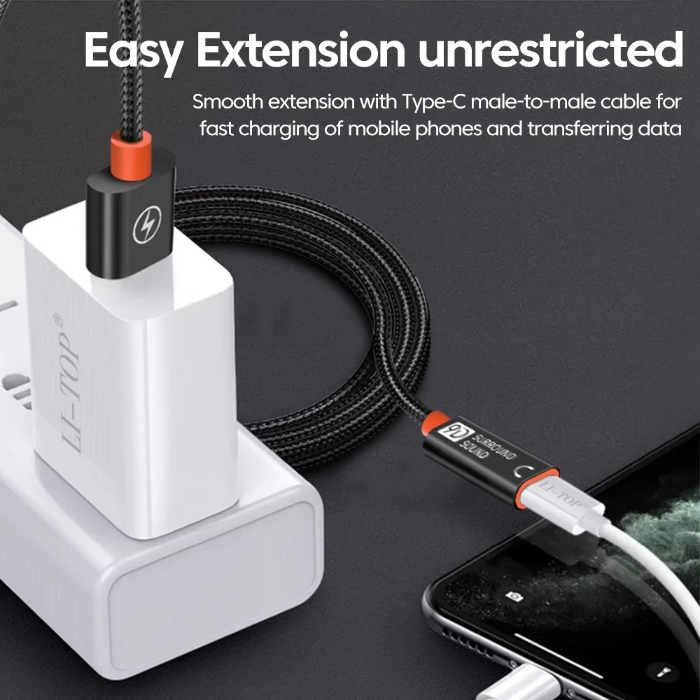 USB To Type C 2.0 Extension Cable Fast Charging Data Transfer USB C Headphone USB… - Image 5