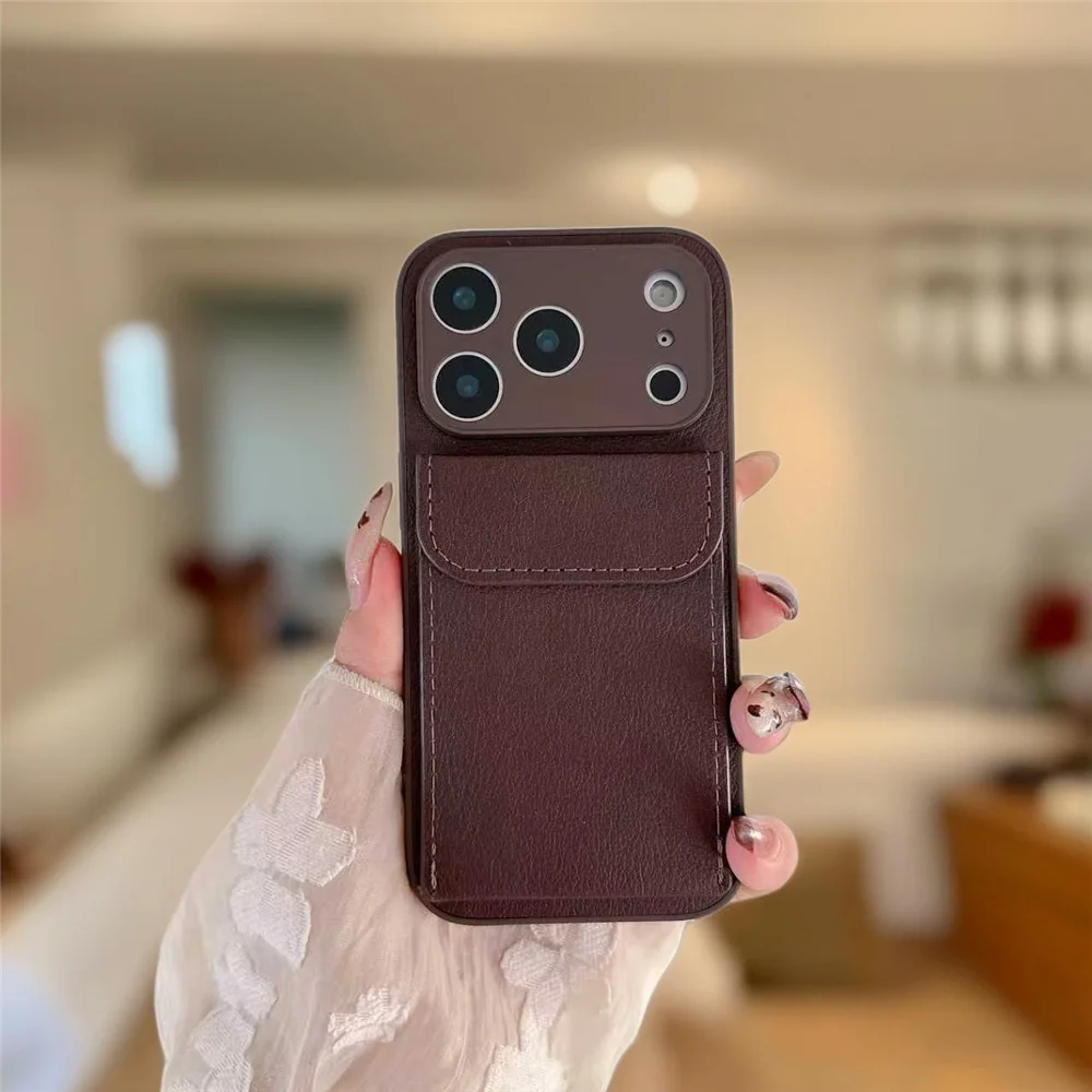 luxury Leather Card Holder Wallet Case For iPhone 11 12 13 mini 14 15 16 E 17 Pro Max 8 7 Plus X Camera Lens Protection Cover - Image 11
