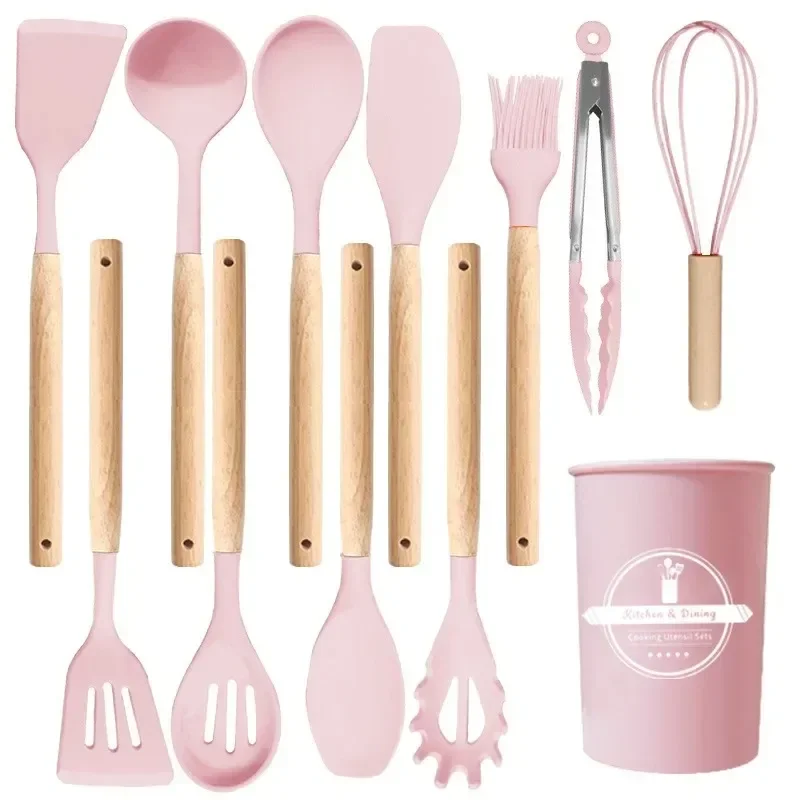 12Pcs Kitchen Utensil Set Silicone Spatula Set Wooden Handle Cooking Tools Kit… - Image 11